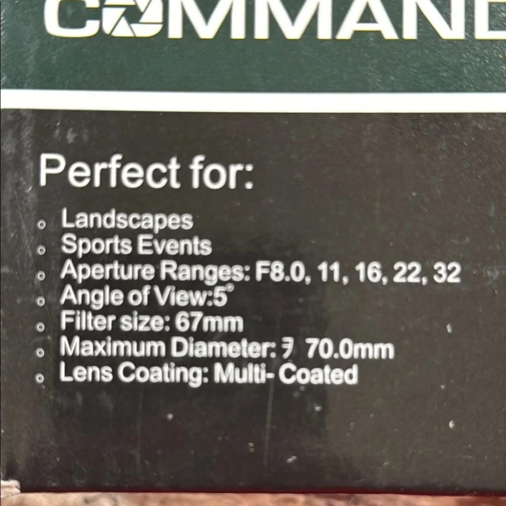 Black Telephoto Camera Lens, 5mm F/8.0 Multi Coated
